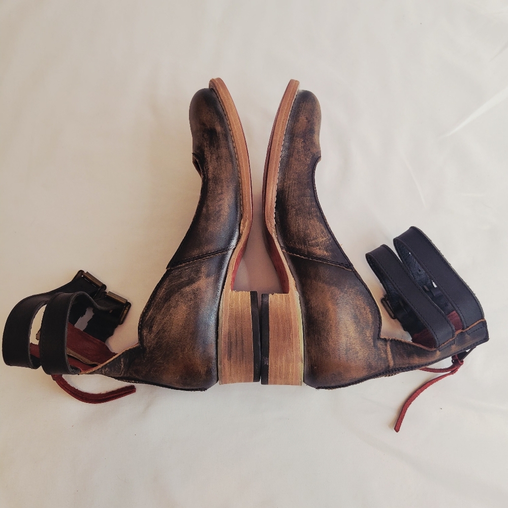 *SALE* Freebird by Steven Maribel Distressed Brown Leather Ankle Booties Moto 7 - Picture 5 of 13